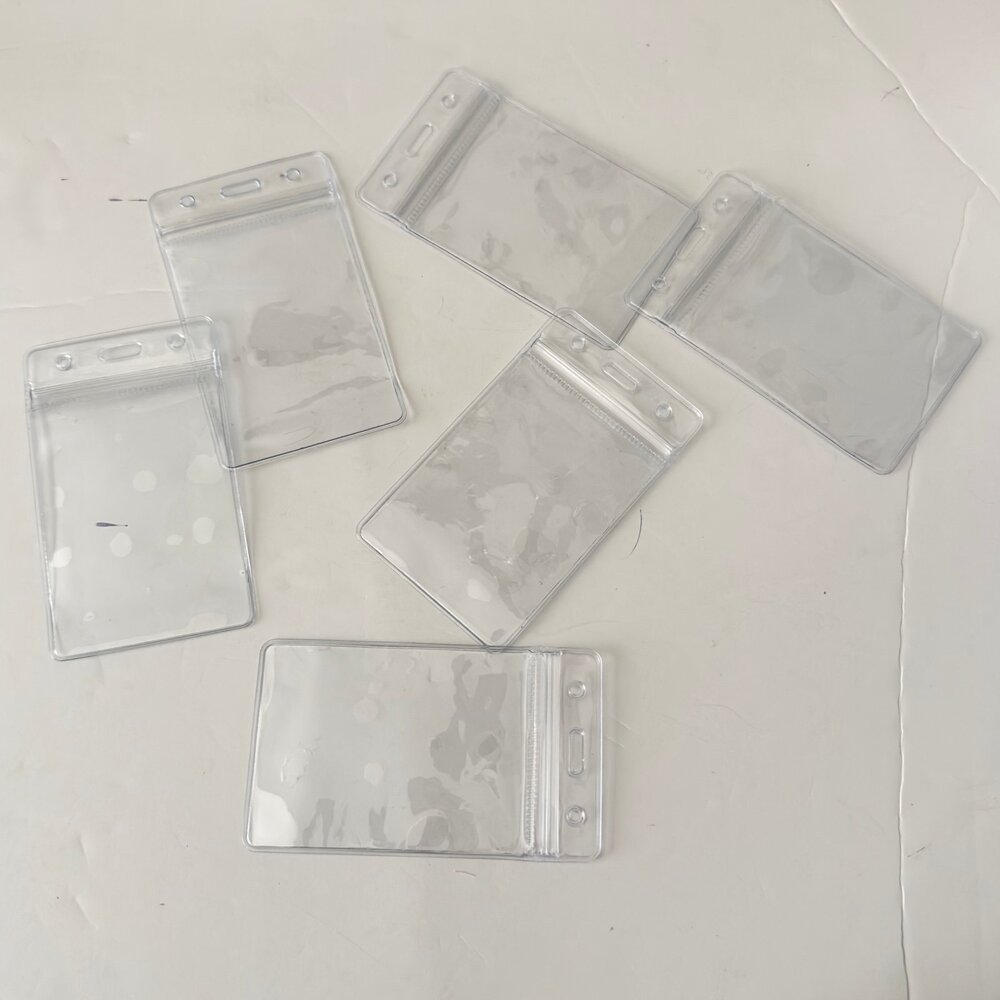 6 Pack Vertical Clear ID Badge Holder Waterproof